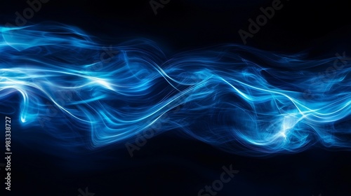 Abstract blue light trails in the dark motion blur effect.