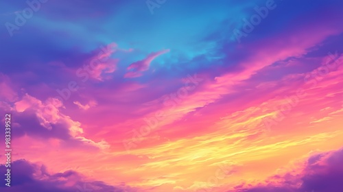 Background of colorful sky concept: dramatic sunset with twilight color sky and clouds.