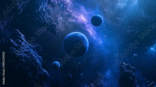 Abstract planets and space background.