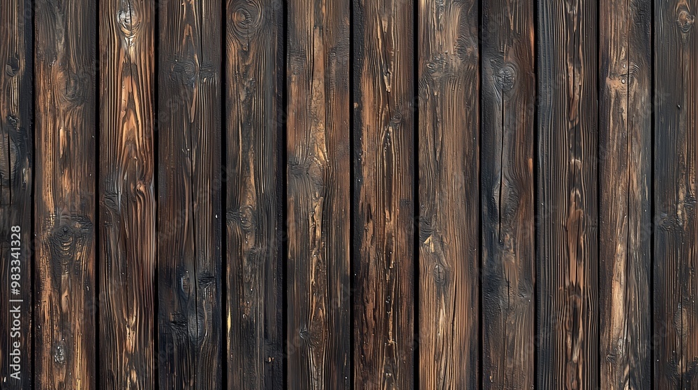 Naklejka premium Panorama of vintage brown wood wall pattern and background seamless.