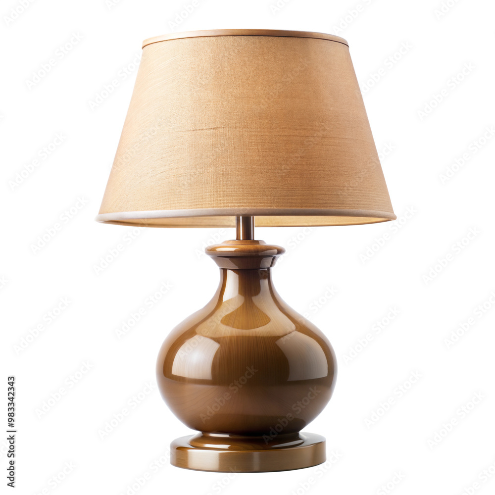Fototapeta premium A stylish table lamp featuring a round base and a textured shade, perfect for adding elegance and warmth to any room.