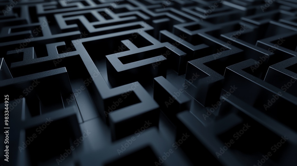 A dark and intricate 3D maze. A dark and intricate 3D maze.