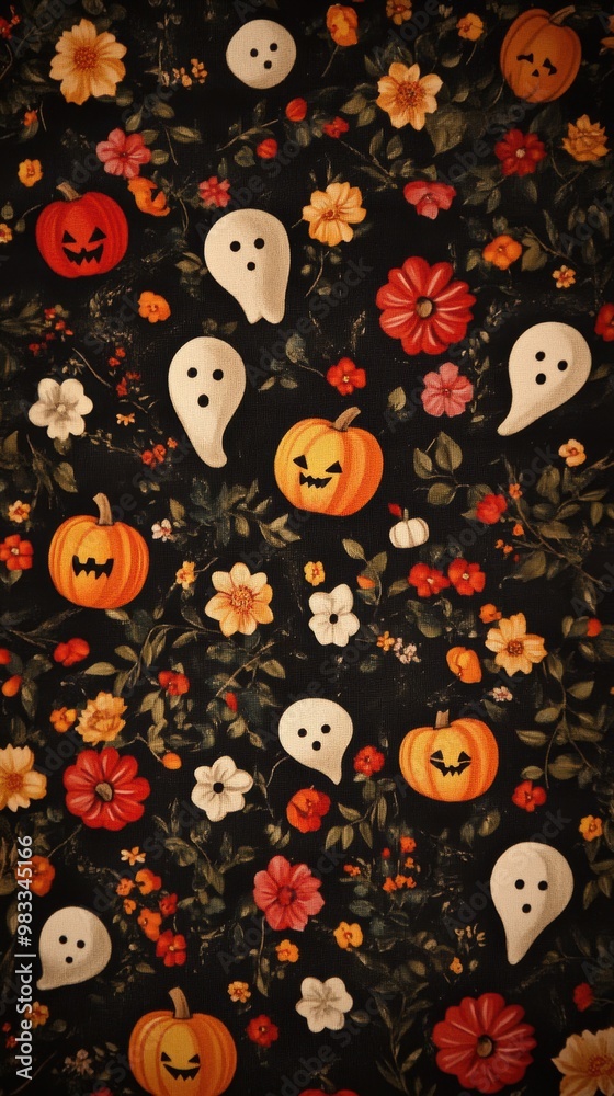 A black background with a bunch of halloween pumpkins A black background with a bunch of halloween pumpkins