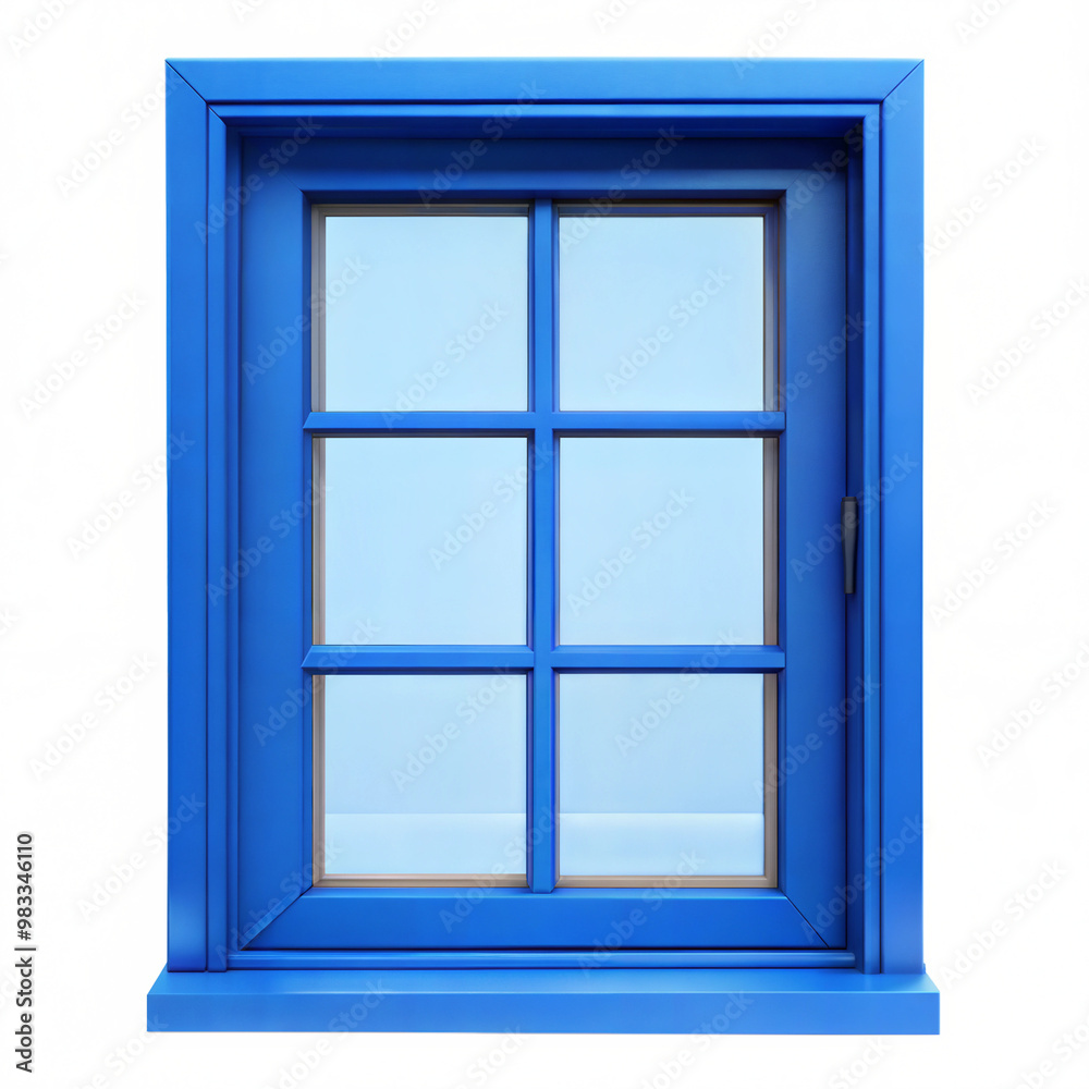 A vibrant blue window with a grid design, set against a contrasting black background, highlighting its bright colors and modern design.