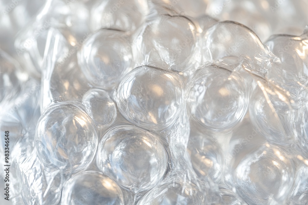 Bubble wrap texture with a focus on the air - filled bubbles and plastic sheen Bubble wrap texture with a focus on the air - filled bubbles and plastic sheen