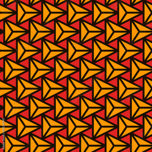 Contemporary geometric pattern. Repeated triangles motif. Seamless surface design. Modern geo abstract background. Minimalist wallpaper. Simple ornamental digital paper, textile print. Vector art