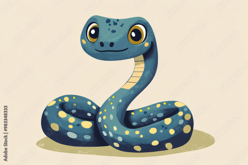 Fototapeta premium Illustration of a blue snake on a light background
