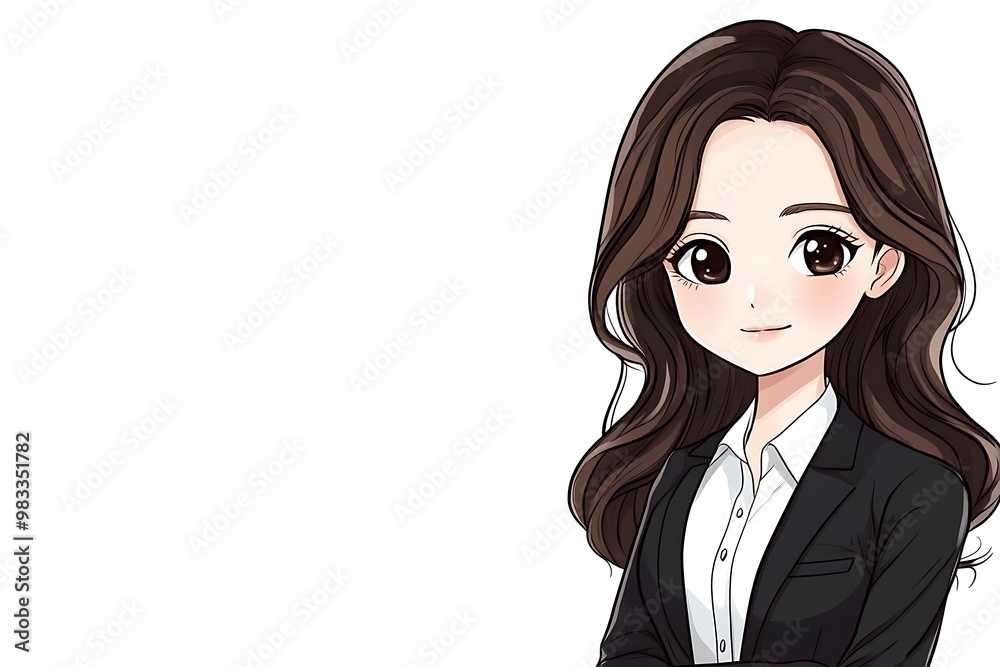 Cute Anime Girl Businesswoman with Long Hair Cute Anime Girl Businesswoman with Long Hair