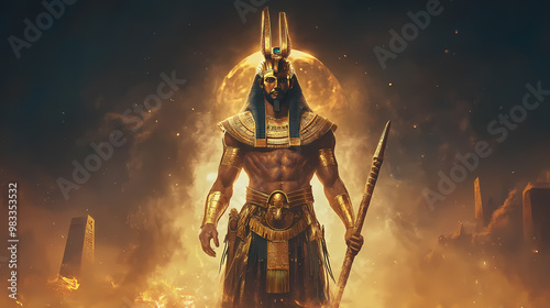 Amun - the egyptian god of creation.generative ai. Egyptian Gods. Illustration photo