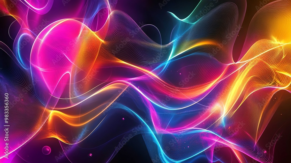Abstract colorful glowing lines creating a dynamic and vibrant design. Abstract colorful glowing lines creating a dynamic and vibrant design.