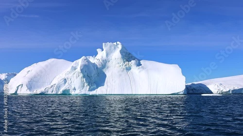 Icebergs of Kangia Fjord national park and Sermeq Kujalleq glacier in Ilulissat, Greenland