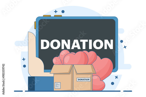 Donation concept, online donation, financial support and fundraising, Non-profit organization, Support and help, Volunteering, Social support, Non-profit organization. flat vector illustration.