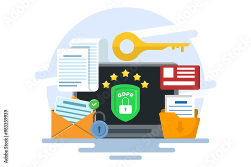 GDPR Concept, General Data Protection Regulation, Network data security, Confidential data protection, Web security, Security technology, Personal information. Protecting against information leakage.