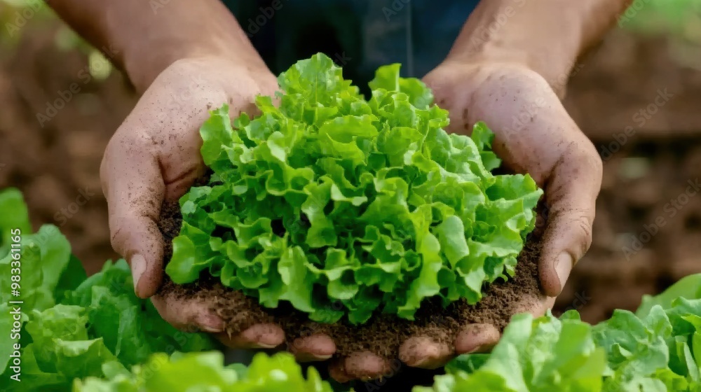 A person holding a bunch of lettuce in their hands, AI A person holding a bunch of lettuce in their hands, AI