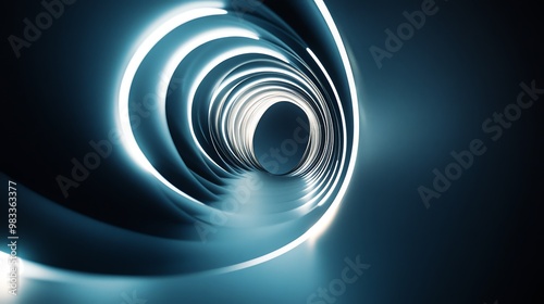 Abstract glowing neon circle tunnel.