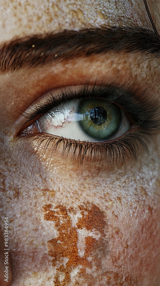 Close-up Portrait of a Woman's Eye with Green Iris Close-up Portrait of a Woman's Eye with Green Iris