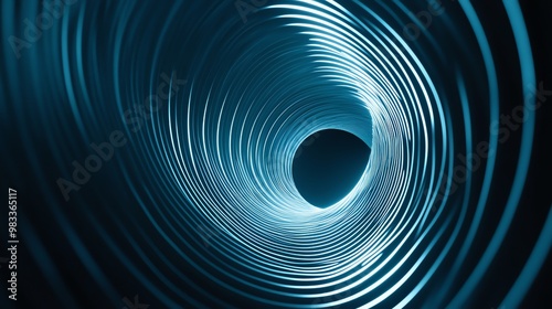 Abstract glowing blue lines creating a spiral tunnel.