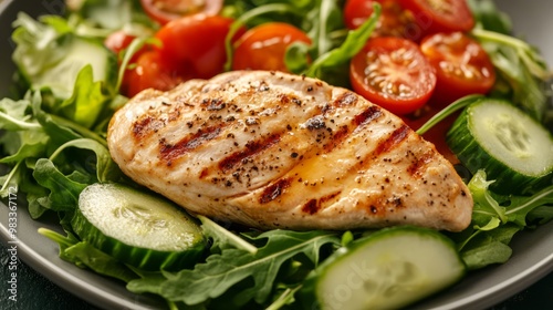 Grilled Chicken Breast Salad with Fresh Vegetables