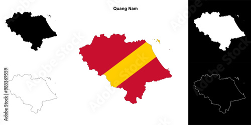 Quang Nam blank outline map set