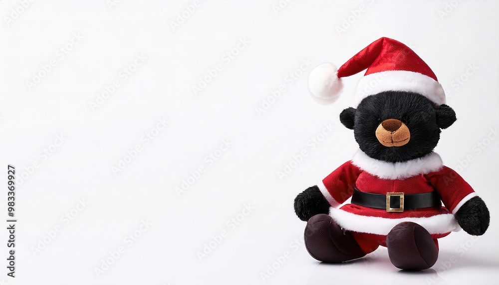 Obraz premium Stuffed animal of Santa Claus. cute, adorable, plush, soft, companion friend and night time sleep toy for young boy and girl children. Isolated on white background with copy space
