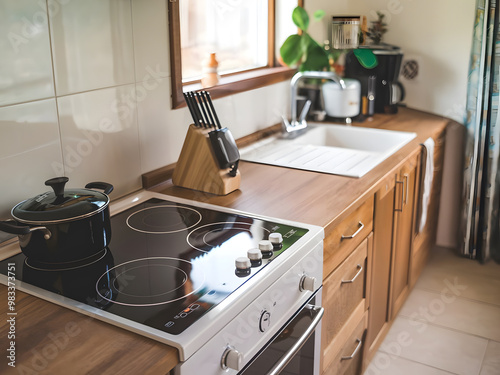 Cocina moderna con estufa de inducción 