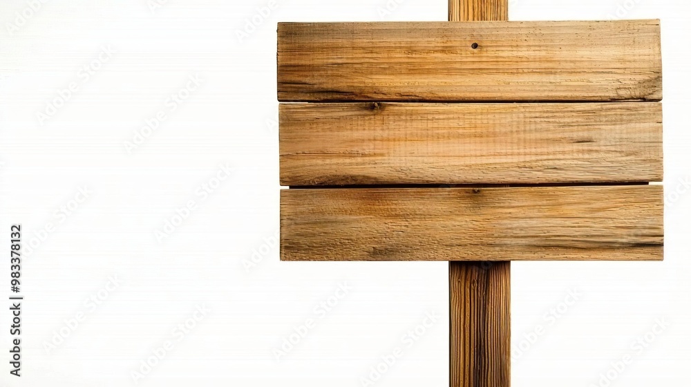 Wooden sign with wooden pole isolated on white background Wooden sign with wooden pole isolated on white background