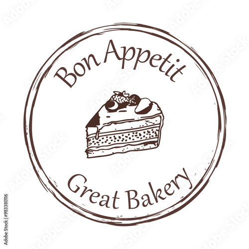 Bon appetit bakery logo rubber stamp