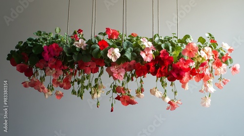 Vibrant Pink and Red Hanging Flowers in Bloom