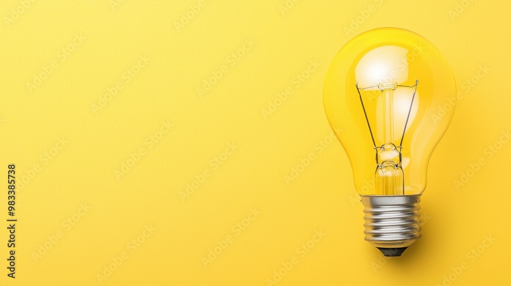 Light Bulb on Yellow Background Inspiration Idea Solution Creativity Concept Light Bulb on Yellow Background Inspiration Idea Solution Creativity Concept