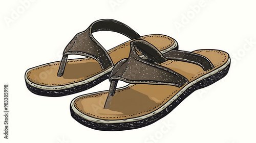 Pair of brown leather sandals.