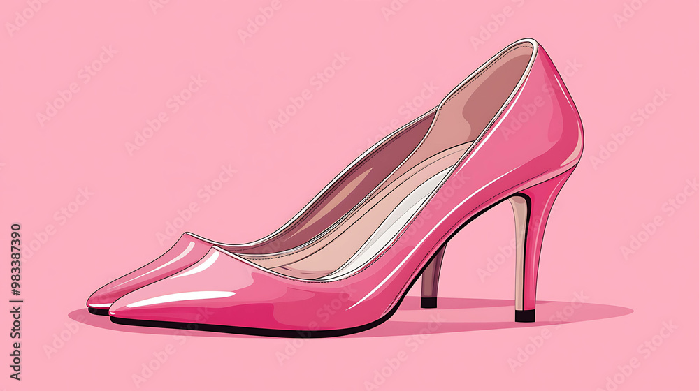 Illustration of a pair of pink high heels. Illustration of a pair of pink high heels.