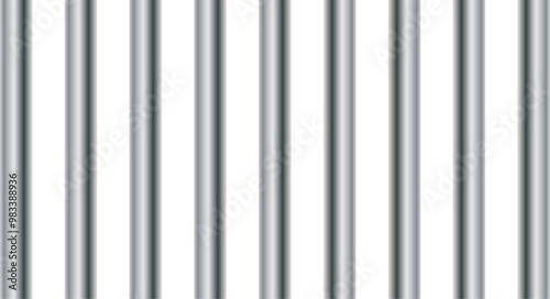 Metal jail cell bars isolated on transparent or white background. Vector illustration of a textured steel stripes design.