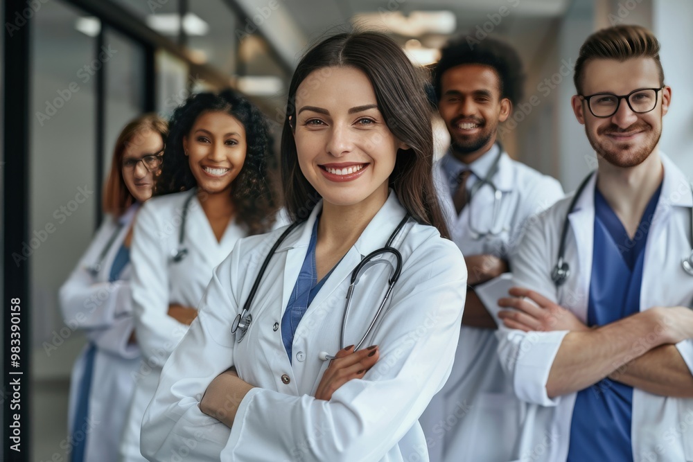 A group of doctors are smiling for the camera, generative ai image A group of doctors are smiling for the camera, generative ai image