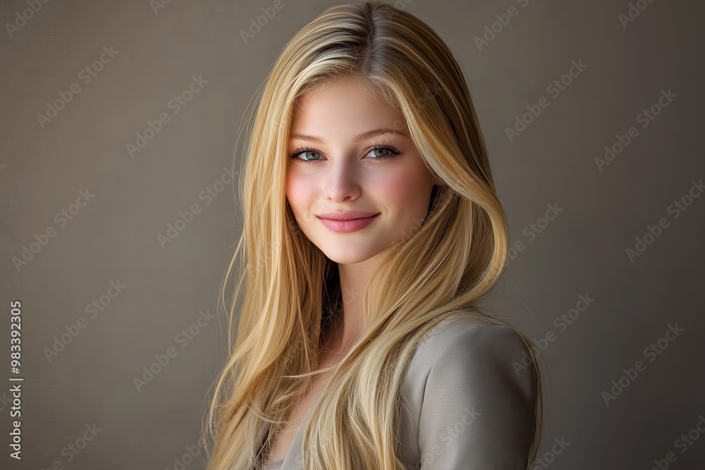 Fototapeta premium Young Woman in her 20s 30s in a Professional High-Resolution Portrait – Showcasing Natural Beauty, Confident Expression, and Elegant Style, Ideal for Branding and Marketing Projects