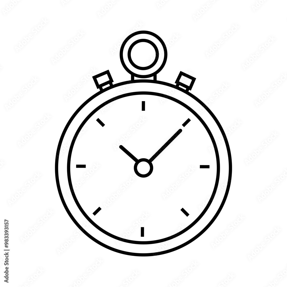 Stopwatch timer clock line icon isolated on white background.
Stopwatch timer clock line icon isolated on white background.