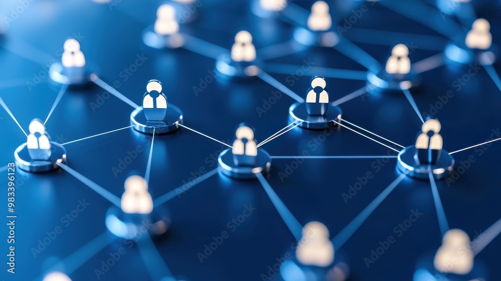 Network Connection Concept People Connected by Lines Network Connection Concept People Connected by Lines