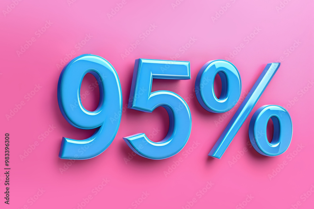 Colorful 95% Symbol in 3D, Discount Promotion, Financial Savings, Vibrant Sale Colorful 95% Symbol in 3D, Discount Promotion, Financial Savings, Vibrant Sale
