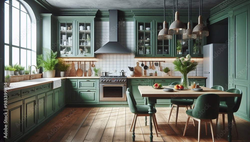 Obraz premium Moderne grüne Küche