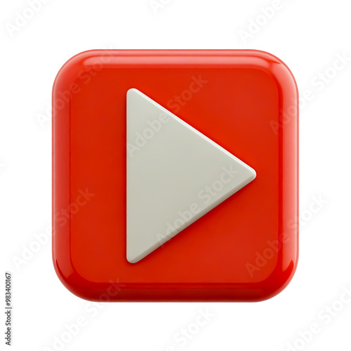 A red play button icon with a white triangle on a square background. Transparent background