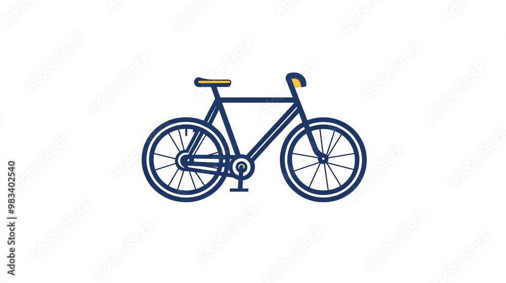Simple blue bicycle illustration with a yellow seat. Simple blue bicycle illustration with a yellow seat.