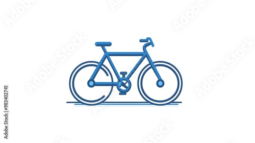 Blue line art bicycle illustration on white background.