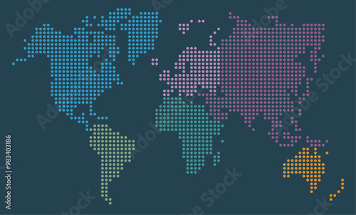 Digital world map from dots