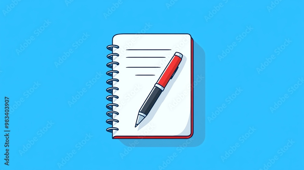 A notebook with a pen on top of it. A notebook with a pen on top of it.