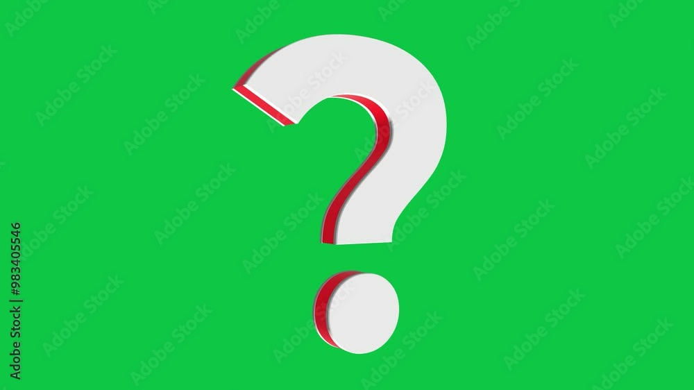 3D 4k question mark rotation animation on green screen chroma key background 3D 4k question mark rotation animation on green screen chroma key background