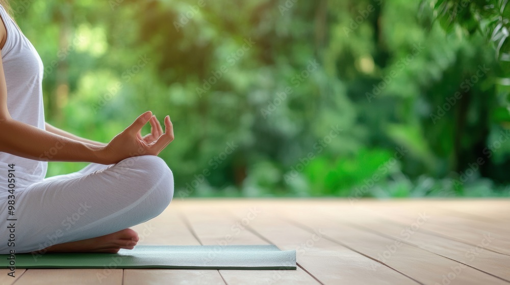 A woman sitting in a lotus position on the floor, AI A woman sitting in a lotus position on the floor, AI