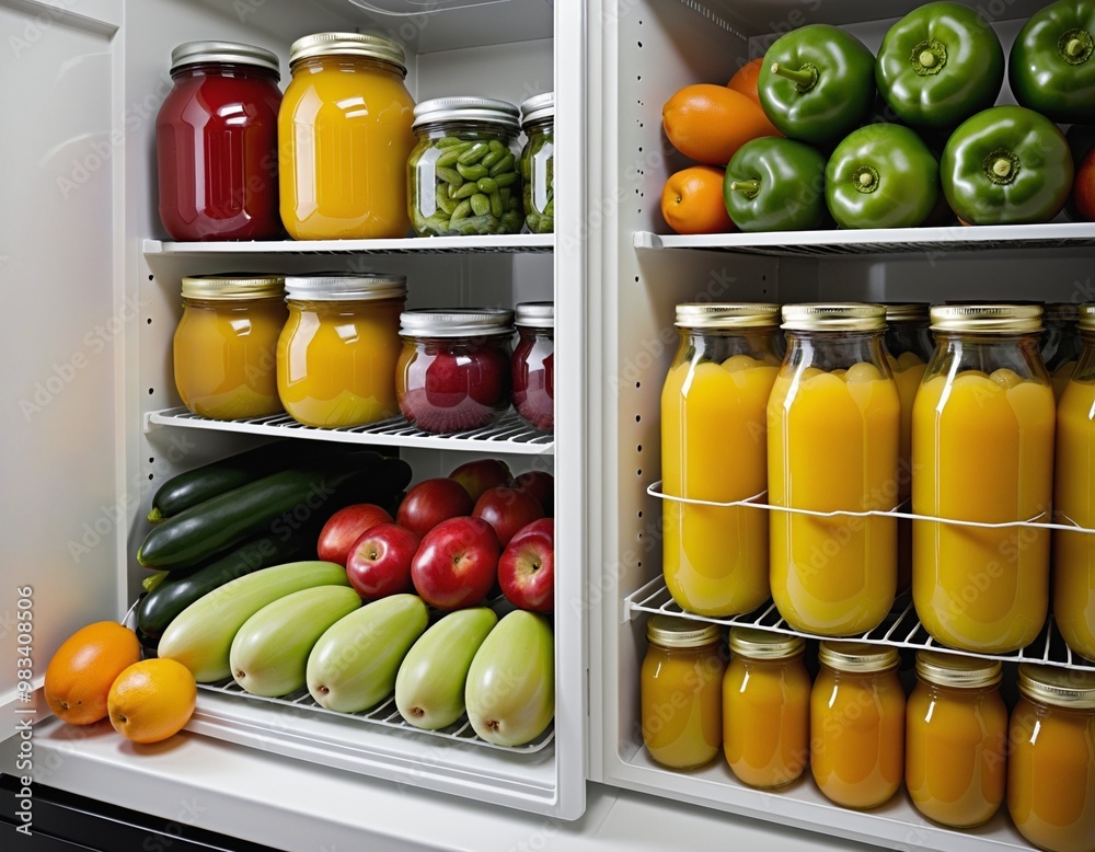 Organized Refrigerator with Fresh Food Items Organized Refrigerator with Fresh Food Items