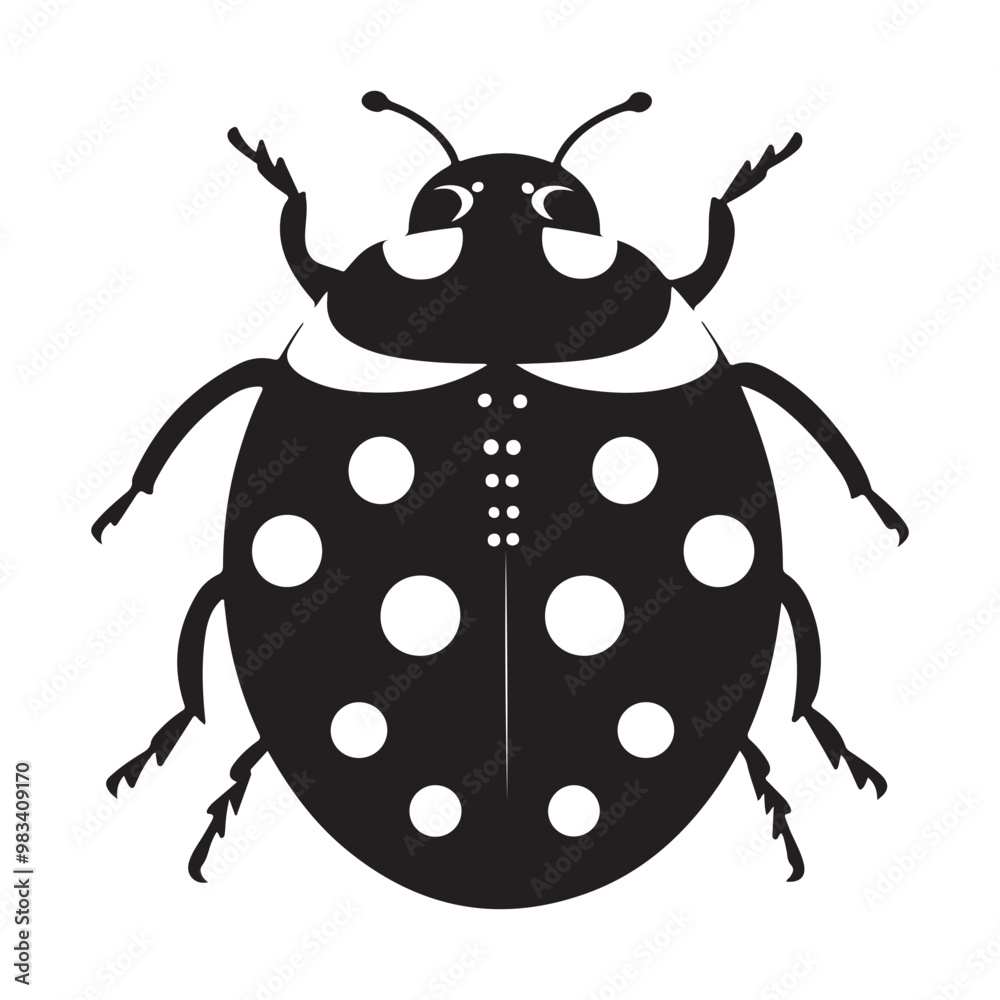A black vector silhouette of a ladybird insect, Ladybug silhouette vector illustration A black vector silhouette of a ladybird insect, Ladybug silhouette vector illustration