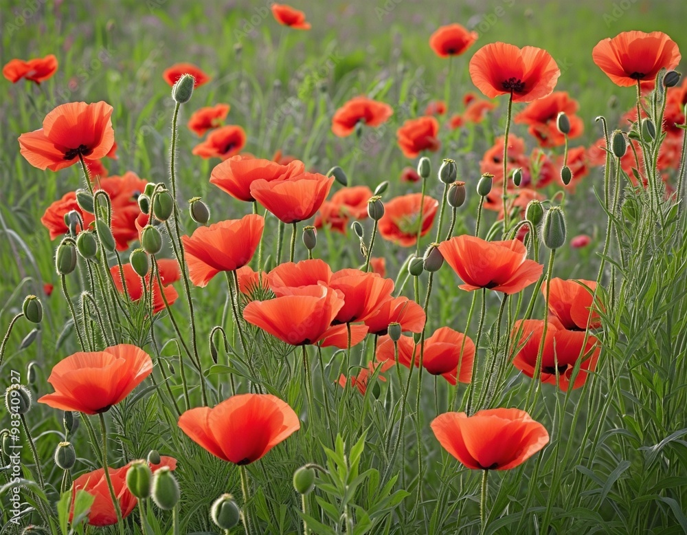 Fototapeta premium Vibrant Poppy Field in Bloom