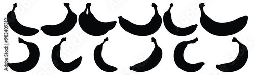 Banana silhouette set vector design big pack of banana illustration and icon