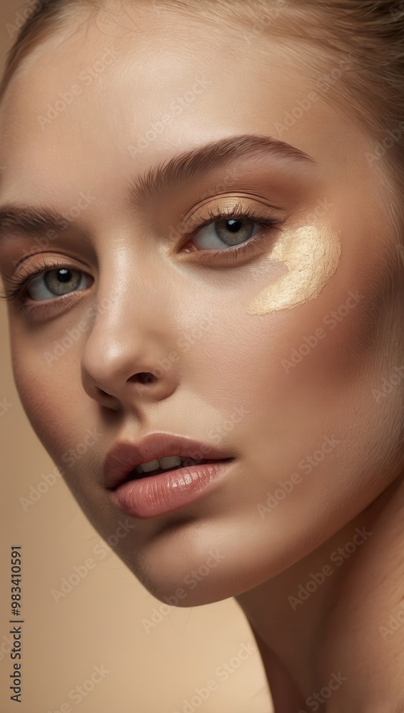 Fair-Skinned Woman with Blue Eyes and Bronze Eyeshadow Fair-Skinned Woman with Blue Eyes and Bronze Eyeshadow